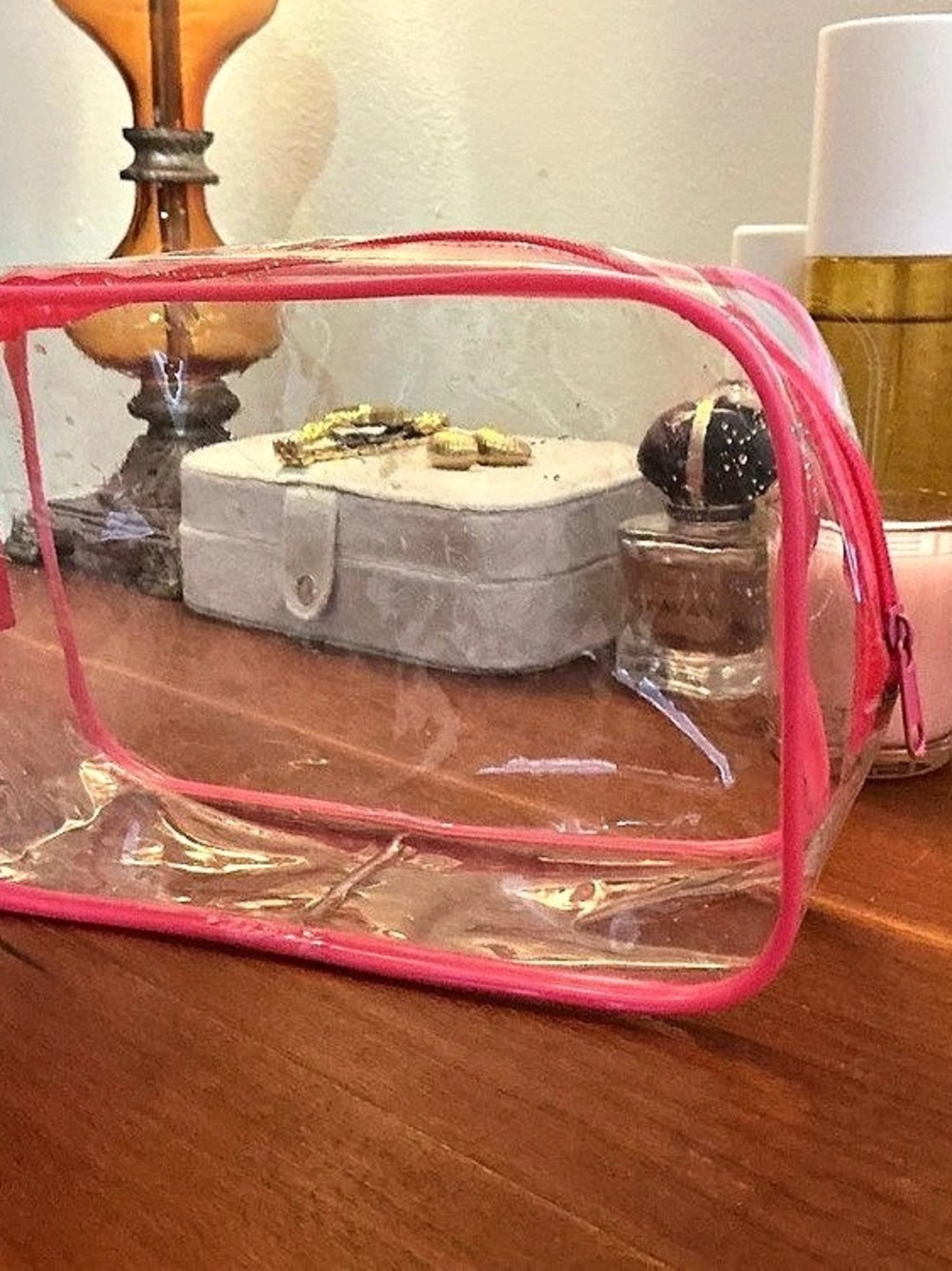 Clear Pink Cosmetic Bag